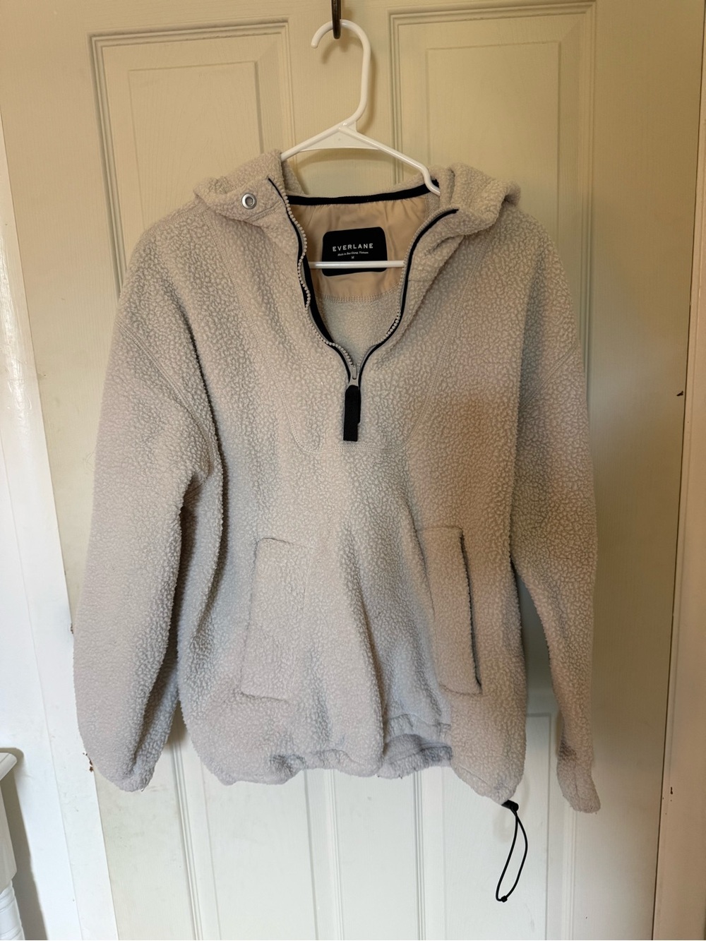 Everlane Cozy Sherpa Half-Zip Hoodie - Light Beige
